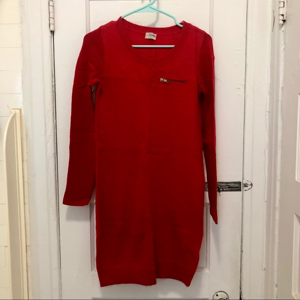 Madewell Wallace rabbit hair red dress with zipper